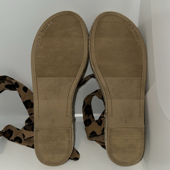 OLD NAVY Sandals Ankle Tie Lace Up Leopard Print Platform Espadrilles Women’s 8 - Picture 10 of 11